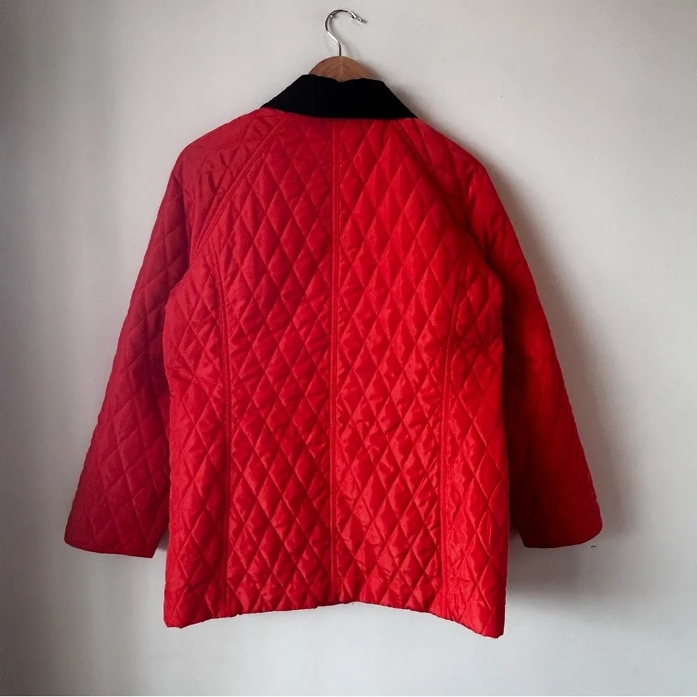 Sharon Young Quilted Classic Preppy Heritage Barn Chore Coat Orange Red Vintage - Picture 10 of 15